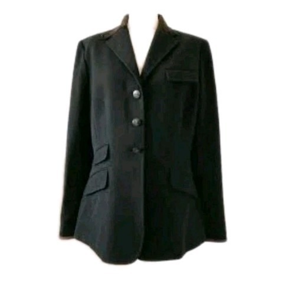 Lauren Ralph‎ Lauren Womens Blazer Jacket 6 Black Wool Blend Classic Career